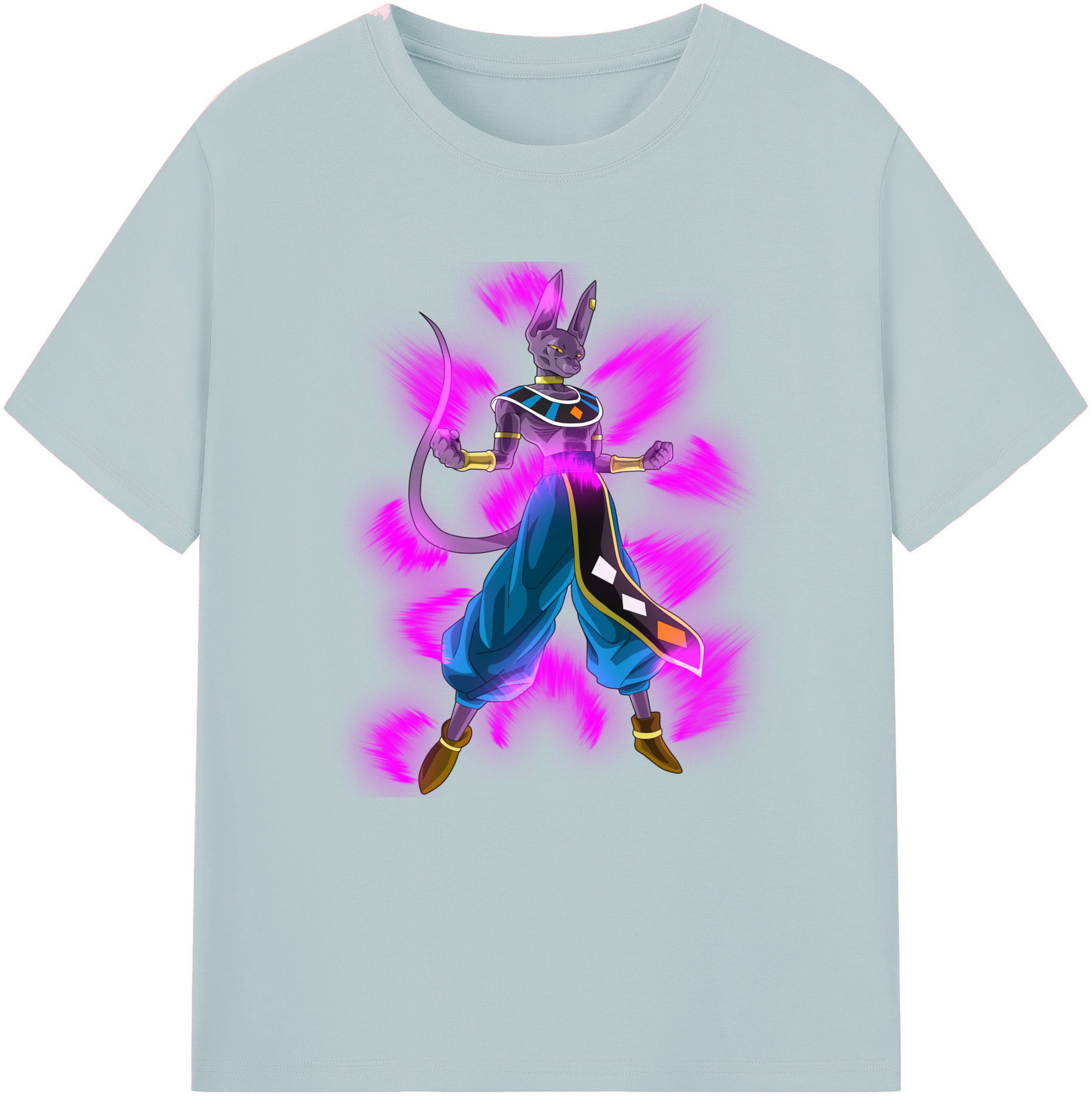 （画像用） ドラゴンボール ビルス 破壊神ビルス DRAGON BALL Beerus Birusu 綿100％半袖Tシャツ（フロントプリント）